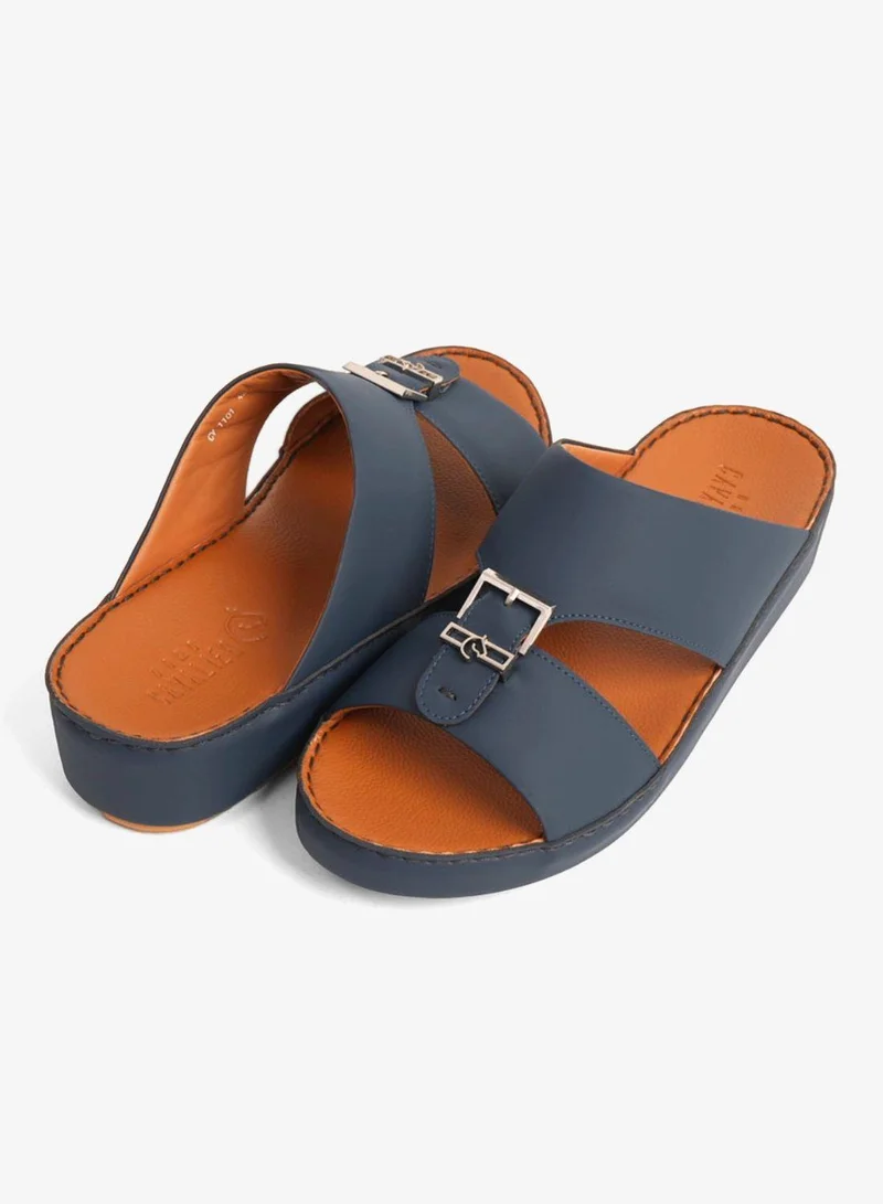 UOMO Cavalier UOMO CAVALIER EMBOSSED LEATHER HANDSTITCHED ARABIC SANDALS NAVY