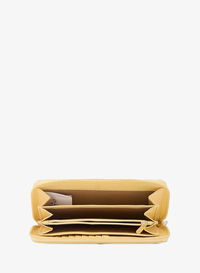CAPRESE Caprese Shanaya Zip Around Wallet for Women| Large, Yellow | Multiple Card Slots with Stylish Print | Perfect for Carrying Daily Essentials