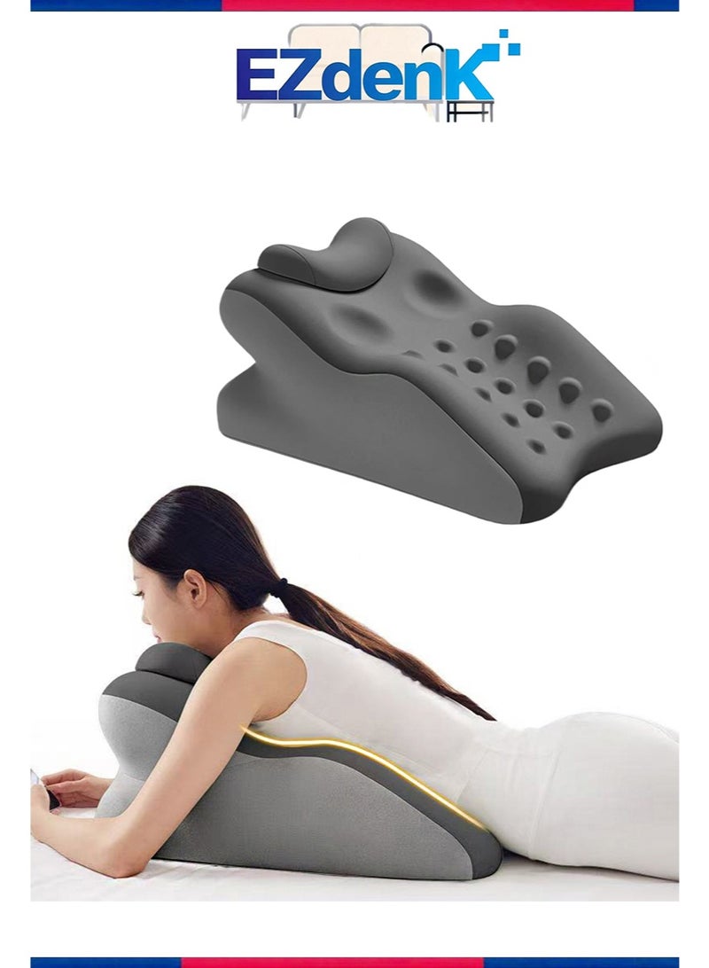 إزدنك وسادة إسفينية، وسادة دعم عنق الرحم إسفينية مريحة، وسادة دعم للرقبة من إسفنج الذاكرة، وسادة ظهر مساعدة للنوم، مناسبة لمن يعانون من الشخير وينامون على الجانب ويستلقون للقراءة ويسترخي الجسم (أسود) - Image 1