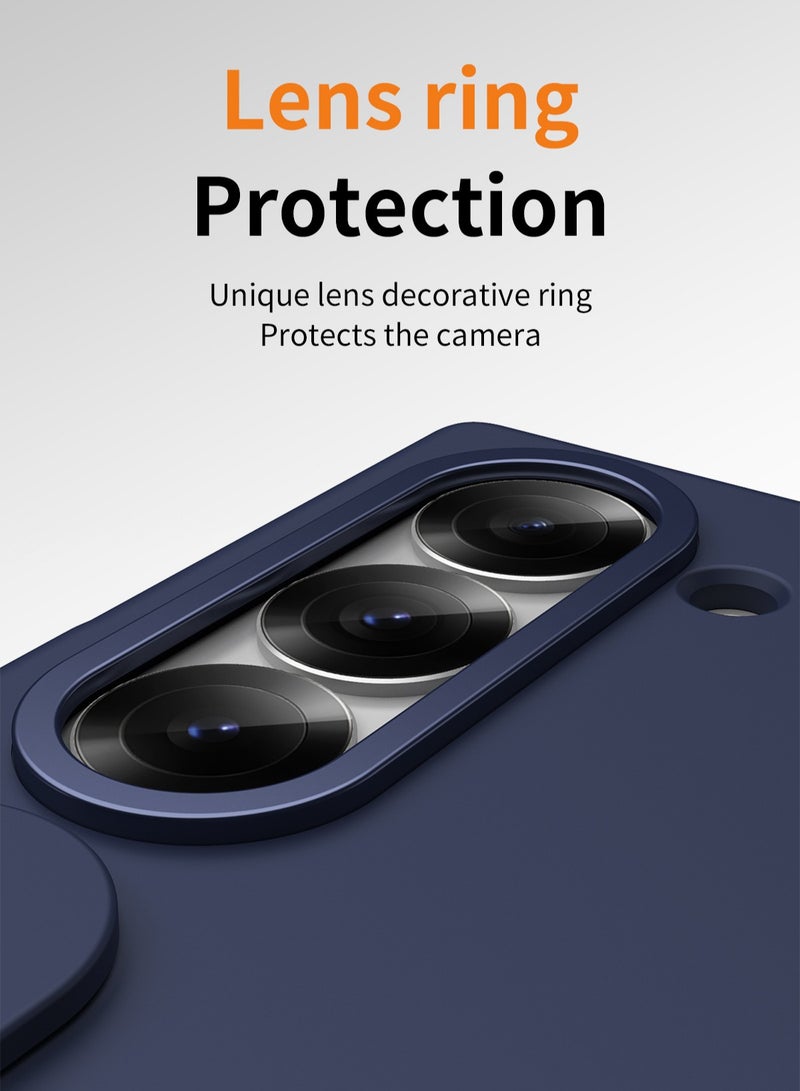 Samsung Galaxy ZFold 6 Stand Case with Hand Strap and Hinge Protection Screen Protector, Raised Edge Cover for ZFold 6（Blue） - Image 2