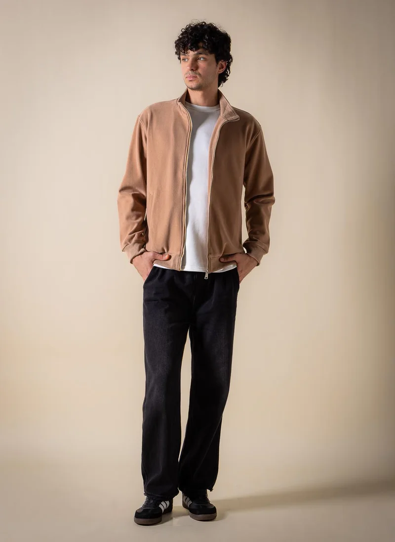 Shapes Brown SOFT ZIP-UP JACKET for Men | Best Price UAE