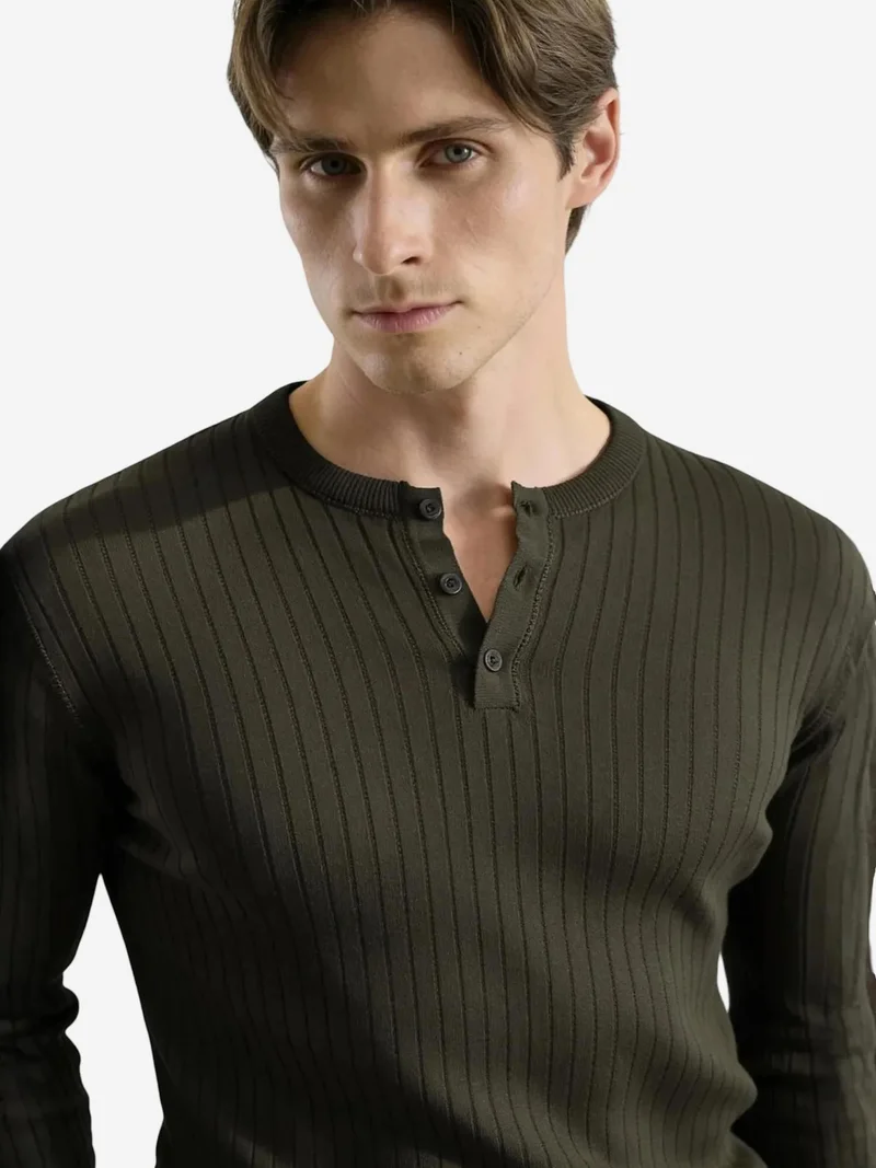 Giesto GIESTO Slim Fit Button Collar Long Sleeve T-Shirt