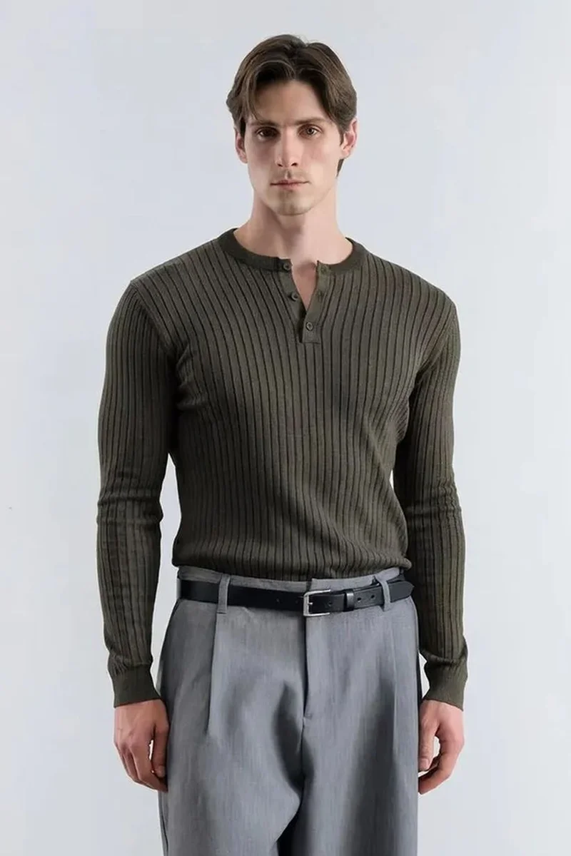 جيستو GIESTO Slim Fit Button Collar Long Sleeve T-Shirt