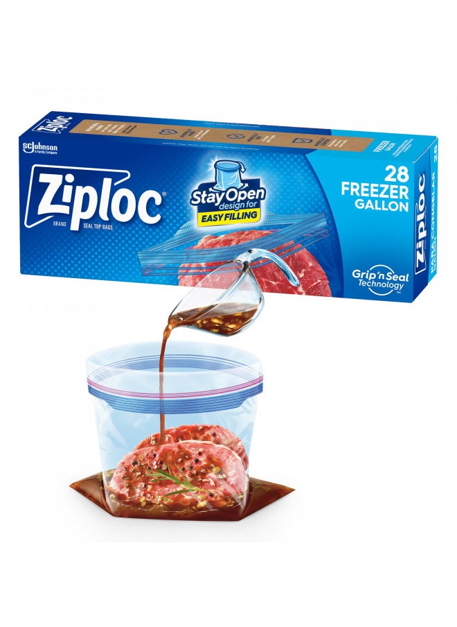 Ziploc Ziploc Gallon Food Storage Freezer Bags, Grip 'n Seal Technology for Easier Grip, Open, and Close, 28 Count  - Image 2