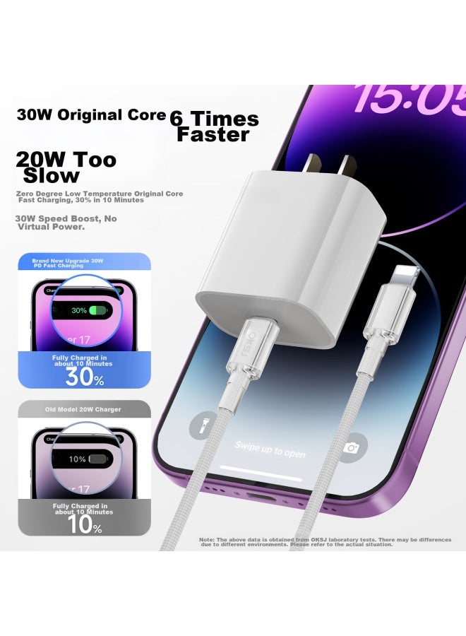Oksj 30w Fast Charging Kit For Apple Charger Cable Iphone 14 Pro/max/plus Phone Charger With X Data Cable - Image 2