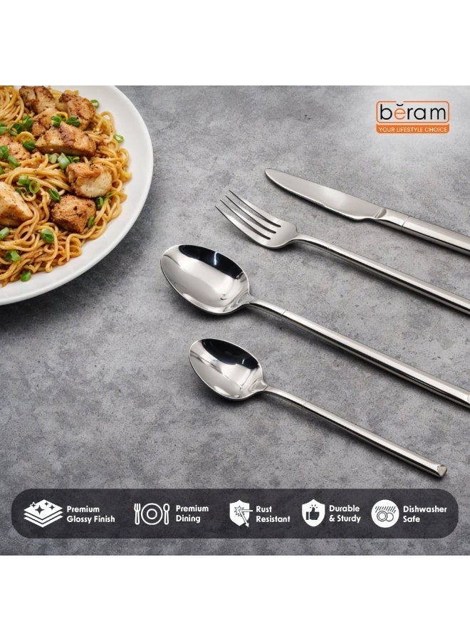 Beram Stainless Gleam Cutlery Set, 304 Stainless Steel Flatware Set, 18/10 Grade, Kitchen Utensils Set, Tableware Set For Home, Restaurants, Hotels and More - Image 2