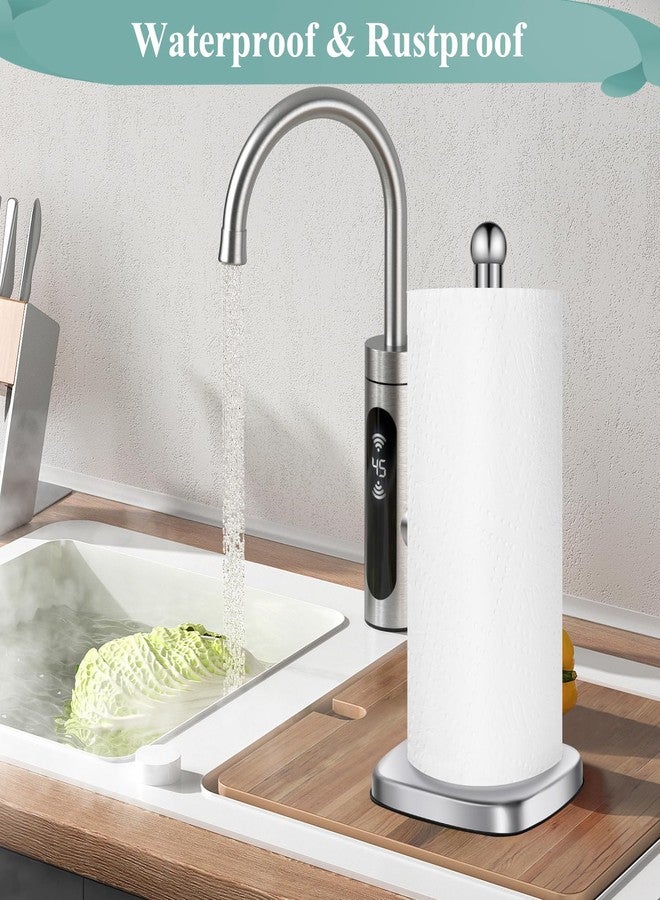 DAWNER Paper Towel Holder Countertop with Weighted Suction Cup Base, Tear with One Hand, Stainless Steel Kitchen Paper Towel Stand, Freestanding Holder for Kitchen, Bathroom, Paper Towel Rolls - Image 4