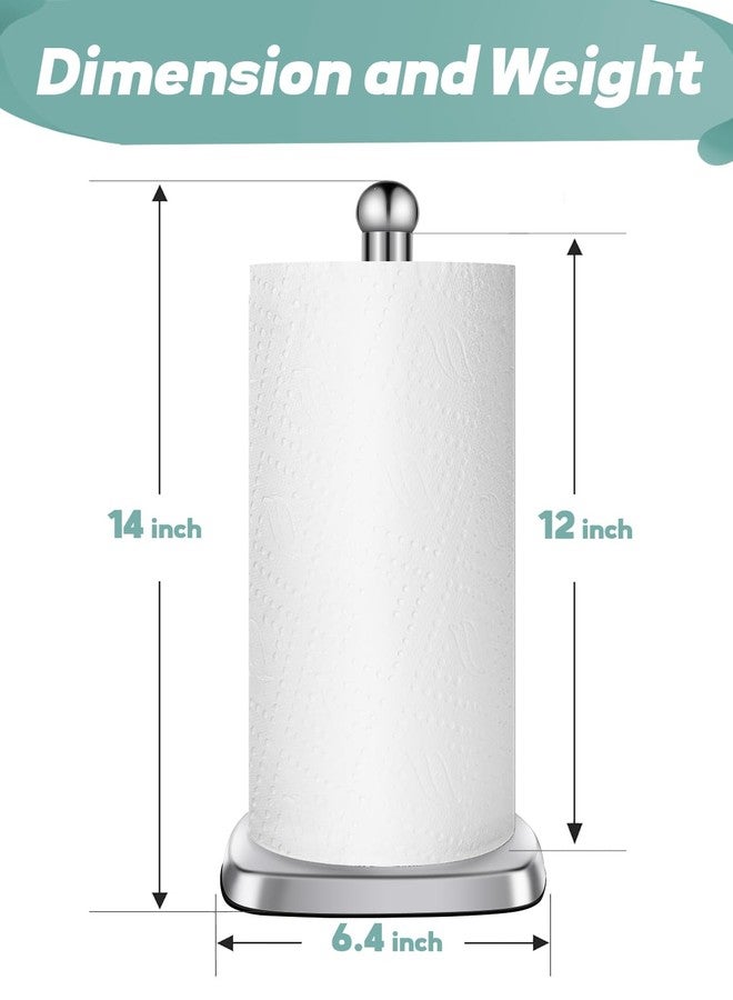 DAWNER Paper Towel Holder Countertop with Weighted Suction Cup Base, Tear with One Hand, Stainless Steel Kitchen Paper Towel Stand, Freestanding Holder for Kitchen, Bathroom, Paper Towel Rolls - Image 2
