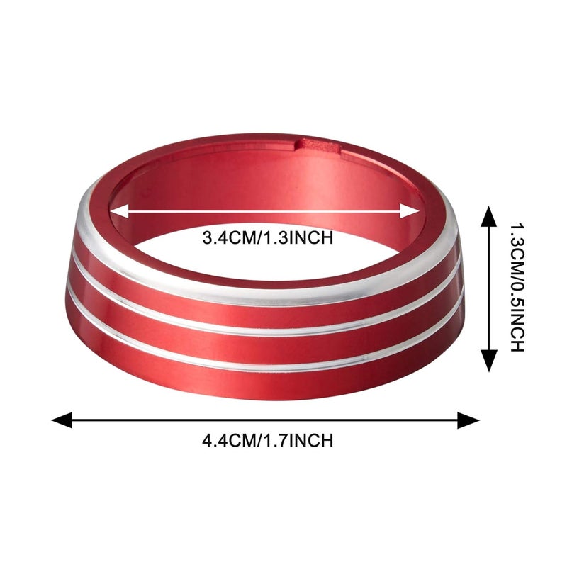 TOMALL 3pcs Aluminum Centre Console Cover Compatible with Volkswagen MK7 Golf GTI 2015 2016 2017 2018 2019 2020 AC Air Conditioning Knob Button Cover Trim Decoration Ring (Red) - Image 2