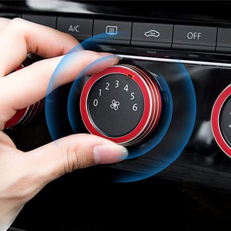 TOMALL 3pcs Aluminum Centre Console Cover Compatible with Volkswagen MK7 Golf GTI 2015 2016 2017 2018 2019 2020 AC Air Conditioning Knob Button Cover Trim Decoration Ring (Red) - Image 3
