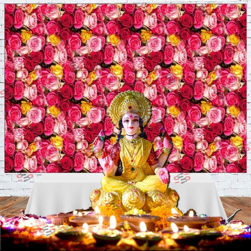 S2S قماش خلفية روز براى لتزيين البوجا التقليدي، قماش تزيين خلفية | قماش ستارة لجميع المهرجانات والفعاليات والمناسبات - (5 × 8 قدم) (روز براى) - Image 3
