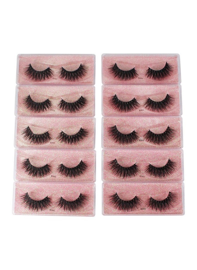 Vayator 10 Pairs 15 18Mm 3D Soft Mink False Eyelashes Handmade Wispy Fluffy Long Lashes Natural Eye Extension Makeup Kit K005 (K005)  - Image 5