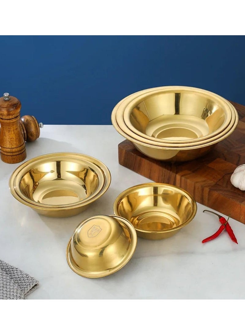 طقم أوعية مطبخ معدنية لامعة باللون الذهبي – 3 قطع - Image 4