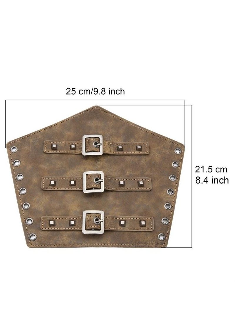 Generic Adults Faux Leather Arm Guards - Medieval Belt Leather Buckle Bracers - One Size - Leather Armband Pair  - Image 3