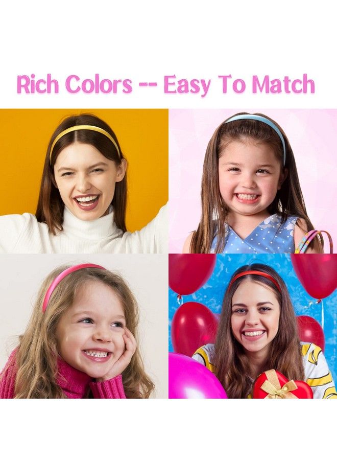 Headbands For Girlsdiy Satin Covered Girls Headbands1Cm Width Craft Headbands For Daily And Party(26Pcs Per Pack Each Color 1Pcs)