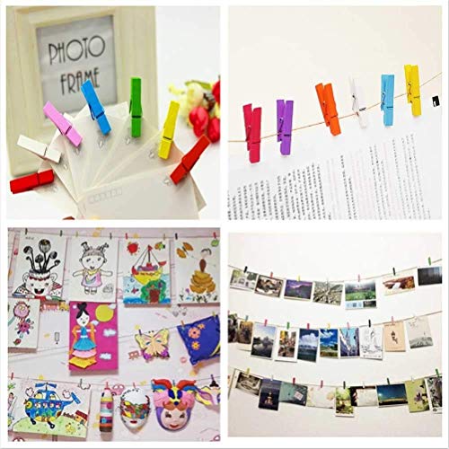 3A Featuretail 1 Inch Multicolored Wooden Photo Paper Clips for Crafts, Decoration and DIY Projects (Multicolor 1Inch, Pack of 100pc) - Image 3