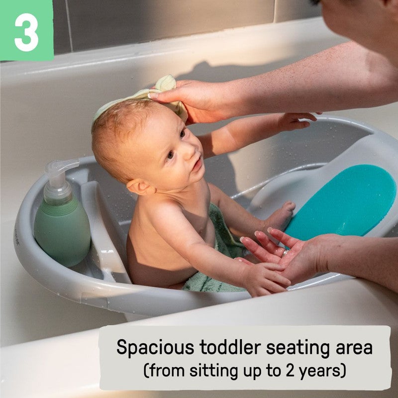 ingenuity صيف من إنجينيتي - حوض مريح ونظيف للأطفال من حديثي الولادة حتى toddlers، حمالة ناعمة ودعم رغوي، للأعمار من 0–24 شهر - رمادي - Image 5