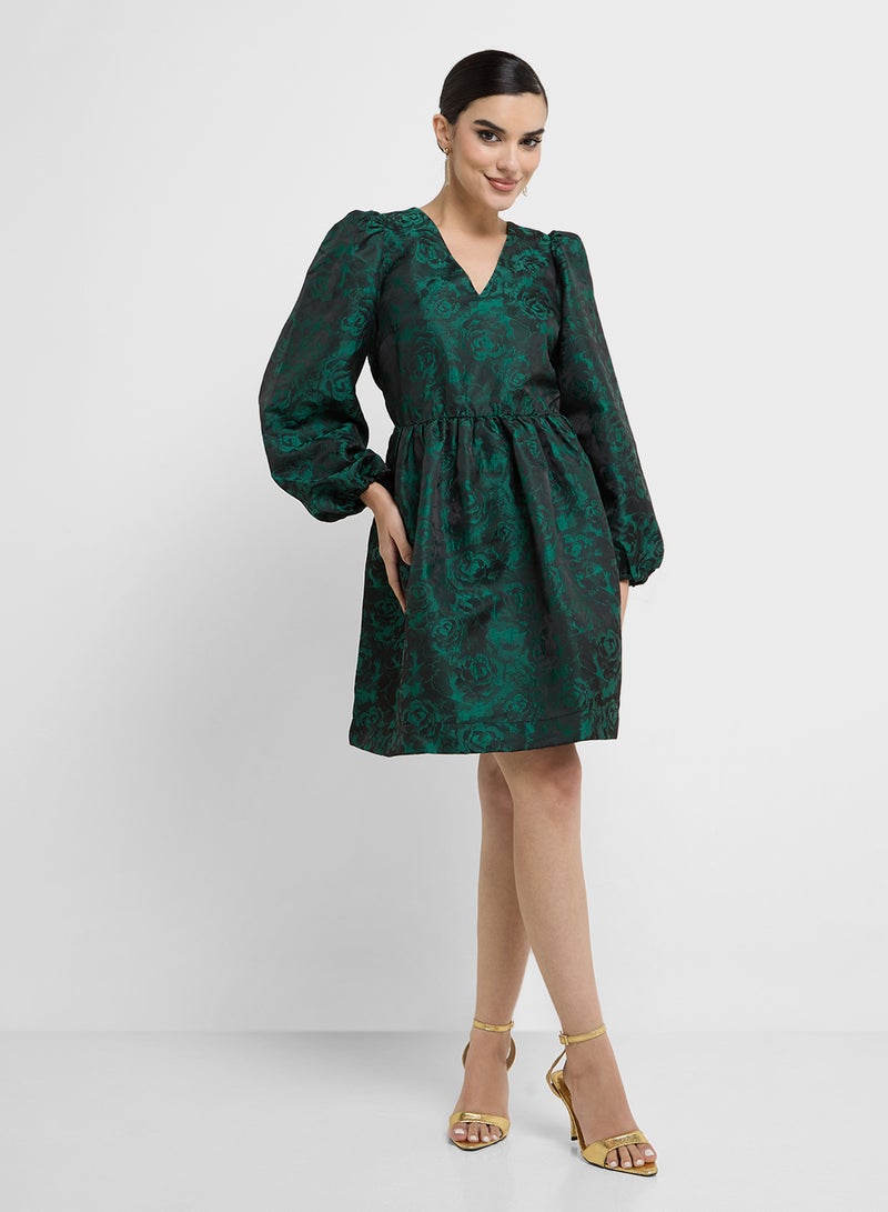 YAS Floral Jacquard Dress - Image 1