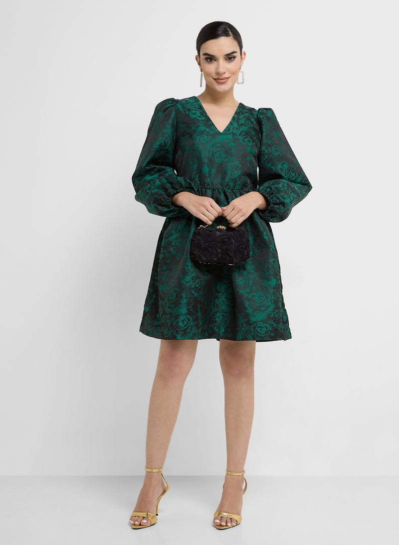 YAS Floral Jacquard Dress - Image 4