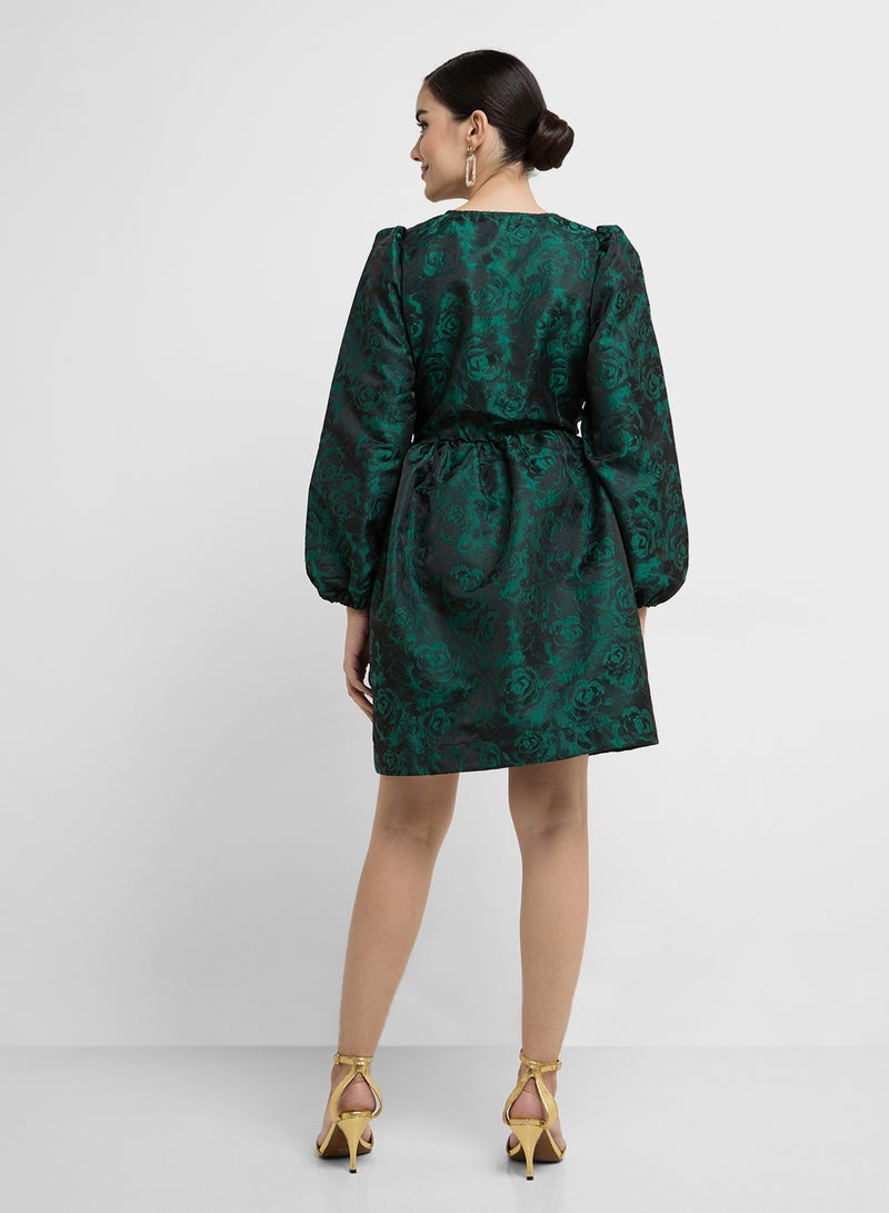 YAS Floral Jacquard Dress - Image 2