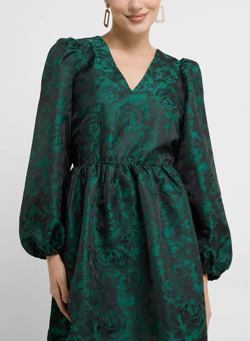 YAS Floral Jacquard Dress
