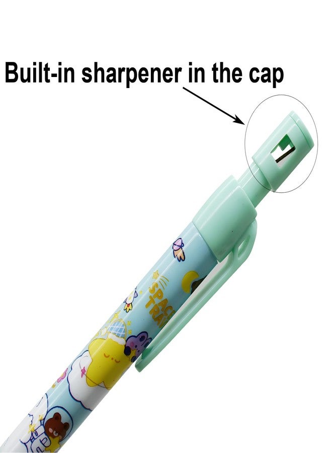 Maydahui 12 Pcs 2.0 mm 2B Space Rabbit and Bear Mechanical Pencil with Sharpener and 20 Pcs Thick Replaceable Lead Refills for Art Drawing Writing Sketching Shcool Classroom Supplies - Image 4