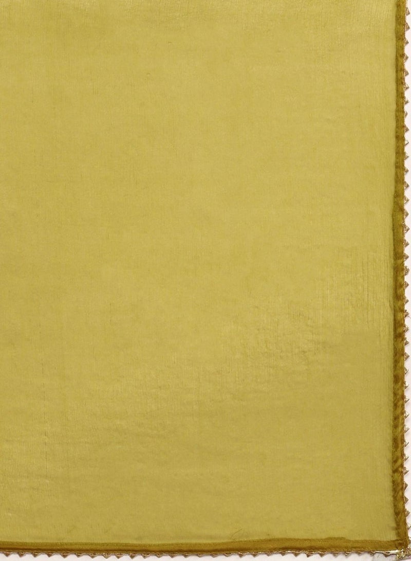 ISHIN Women'S Yellow Polyester Blend Self Design Full Length Palazzo Kurta Set - Image 5