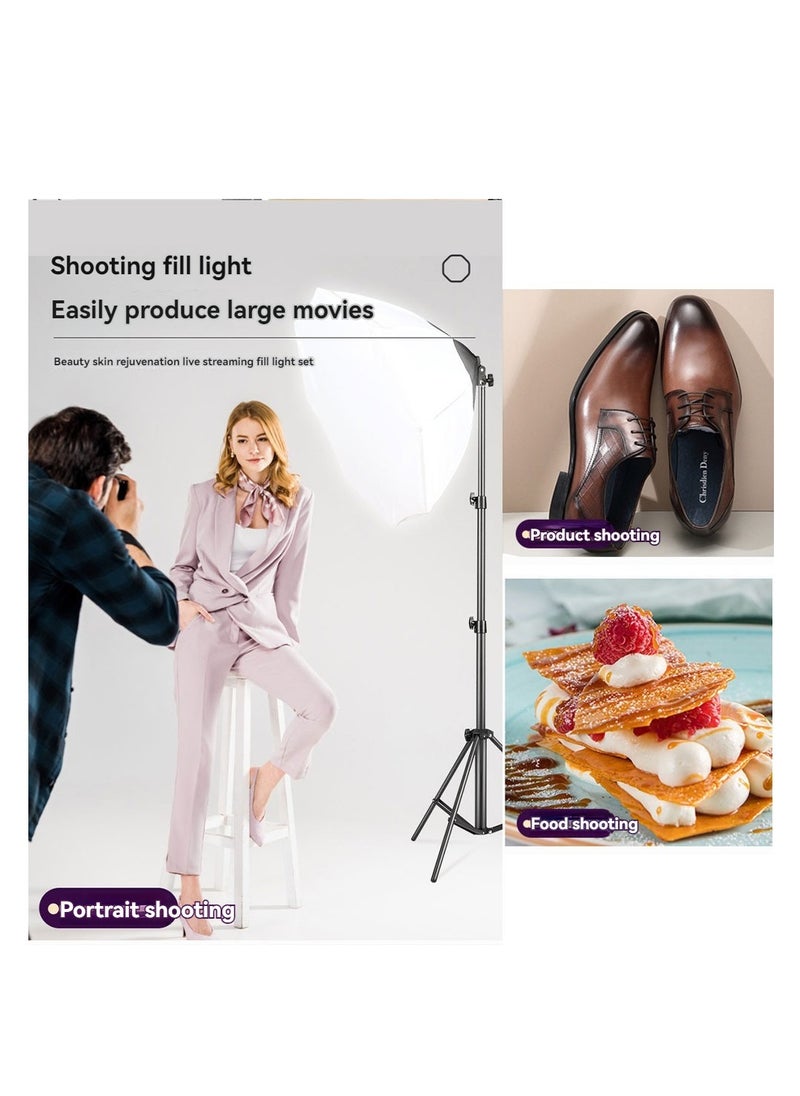 Kiboule - Professional Studio Octagonal Softbox Set 200W LED Tri-Colour Dimmer 360° Panoramic Fill Light Studio Indoor Fill Light 70*70cm Softbox+200W Bulb+2M Light Stand+Storage Bag - Image 1