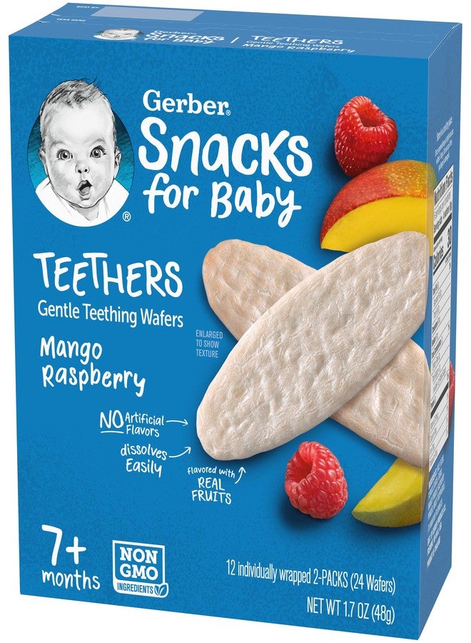 Gerber Snack for Baby Teethers, Mango Raspberry, Gentle Teething Wafers Flavored with Real Fruits, 12 Individually Wrapped 2-Packs (24 Wafers/Box) (Pack of 2 Boxes) - Image 4