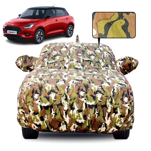 Slamio Waterproof Car Body Cover for Maruti Swift 2024-2026 Models, with Mirror & Antenna Pocket, All Weather Protection, Uv Resistant & Dust Proof, Triple Stitch, Custom Fit, Jungle Print - Image 1