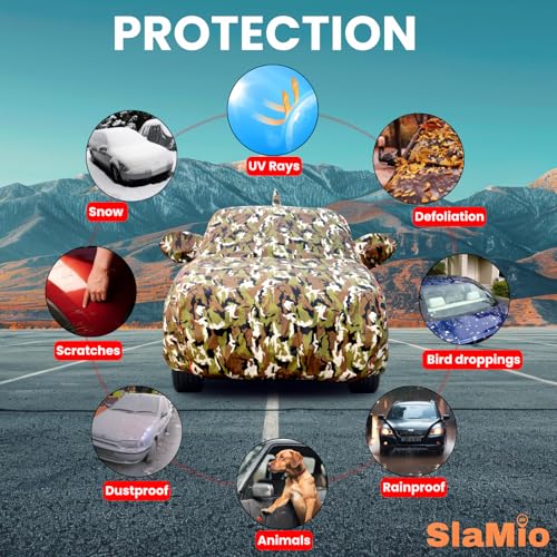 Slamio Waterproof Car Body Cover for Maruti Swift 2024-2026 Models, with Mirror & Antenna Pocket, All Weather Protection, Uv Resistant & Dust Proof, Triple Stitch, Custom Fit, Jungle Print - Image 3