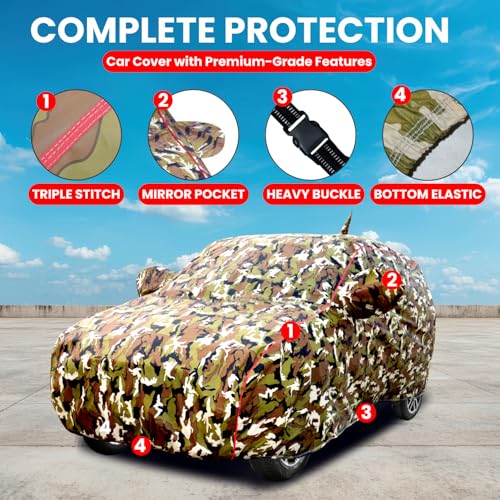 Slamio Waterproof Car Body Cover for Maruti Swift 2024-2026 Models, with Mirror & Antenna Pocket, All Weather Protection, Uv Resistant & Dust Proof, Triple Stitch, Custom Fit, Jungle Print - Image 2