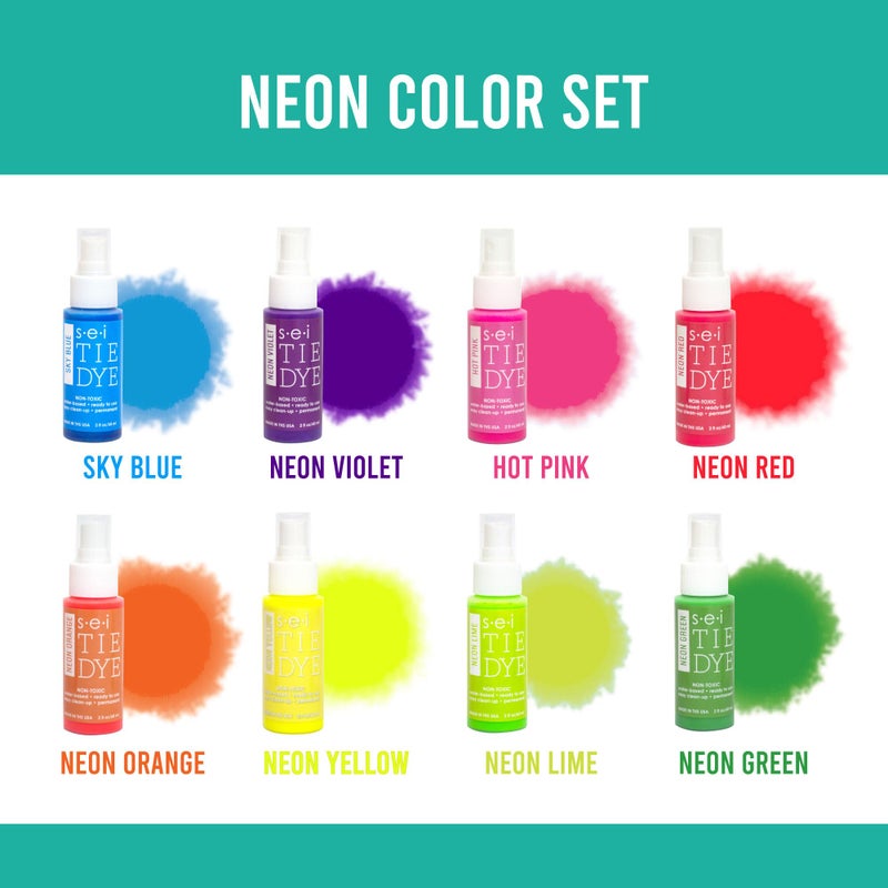 SEI S.E.I. Neon Tie Dye Kit, Fabric Dye Spray Set, Easy Clean Up, Easy Application, Spray Tie Dye Kit - 8 Pack of Colors - Image 2
