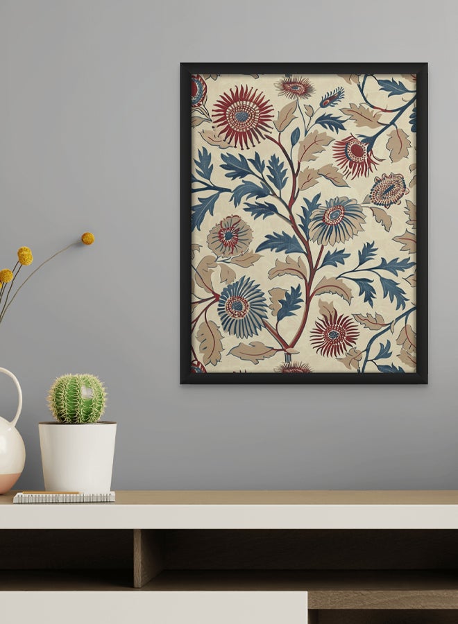 Art Decor Indian Block Printed Textile Art Red and Blue Framed Fine Art Wall Décor for Living Room Dining Room Cultural Spaces Bedrooms Gifting - Image 1