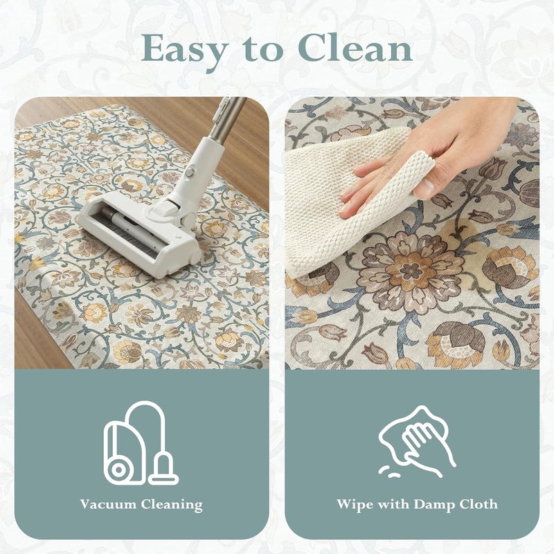 KIMODE Anti Fatigue Mats for Kitchen Floor Non Slip,Farmhouse Floral Sink Rug Waterproof for Laundry,Extra Thick Memory Foam Ergonomic Cushioned Carpet for Office,Yellow/Blue - Image 5