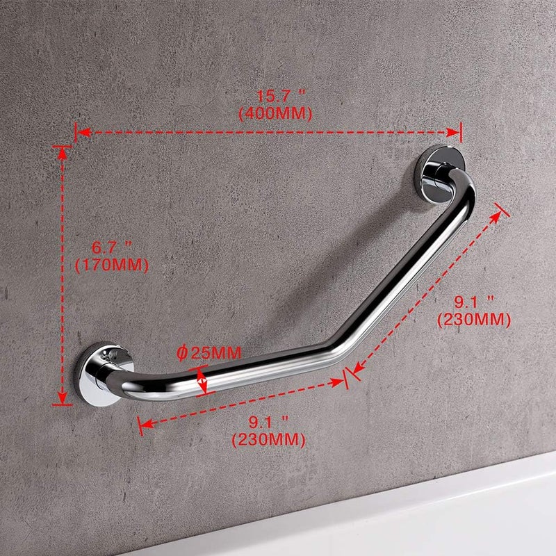 Ibergrif M34017 Bathroom Grab Bar Wall Mounted Shower Grab Handle Safety Support Rail Stainless Steel Handicap Grab Bars for Pregnant Elderly Injury Senior Assist Bath Handle40CM - Image 2