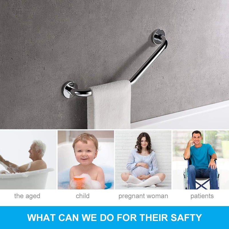 Ibergrif M34017 Bathroom Grab Bar Wall Mounted Shower Grab Handle Safety Support Rail Stainless Steel Handicap Grab Bars for Pregnant Elderly Injury Senior Assist Bath Handle40CM - Image 4