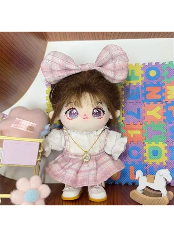 Arabest Plush Doll Clothes Set, Cute JK Uniform Set, Doll Dress Shirt Bow Necklace Shoes 5Pcs Outfits for 20cm/8 inch Soft Dolls Stuffed Animals (Pink Clothes set-20cm/8)  - Image 4