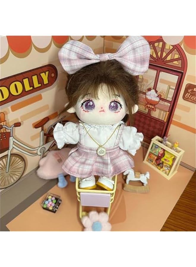 Arabest Plush Doll Clothes Set, Cute JK Uniform Set, Doll Dress Shirt Bow Necklace Shoes 5Pcs Outfits for 20cm/8 inch Soft Dolls Stuffed Animals (Pink Clothes set-20cm/8)  - Image 5