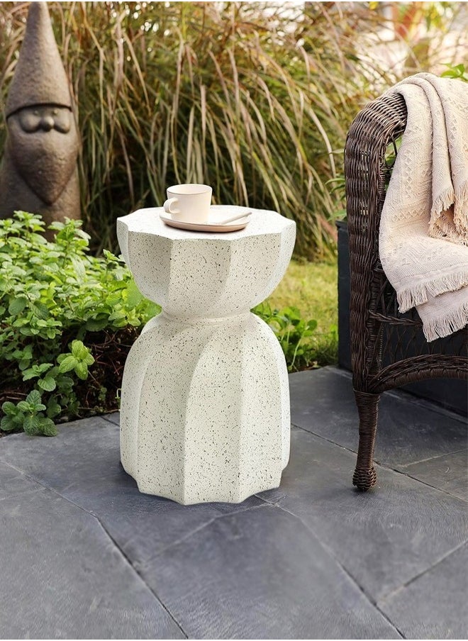 fashionhome Terrazzo Side Table Bedside Table Coffee Table Cafe Table Sofa Side Table End Table Snack Table Fashion Design for Living Room Bedroom Office Retail White 35 x 47 cm (Fully Assembled)  - Image 4