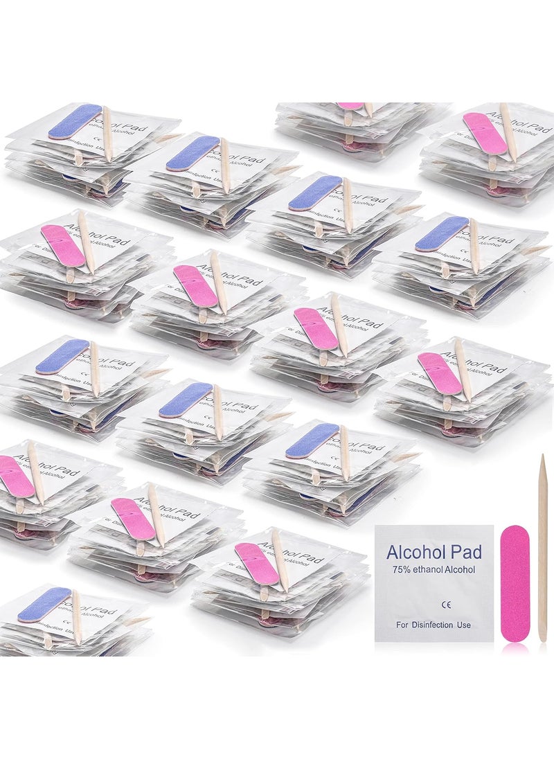 acDesign 48 Sets Disposable Manicure Kit 3-Piece Nail Files Set Includes Nail File 100/180 Grit, Wood Stick, Nail Polish Remover Pads for Nails Design, Stamping Polish Manicure Art Tool 