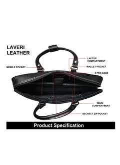 Laveri Original  Black Leather Laptop Messenger Bag For Laptop MacBook Up To 15.6 Inch  Padded Laptop Compartment|Office Bag - pzsku/Z98B936B414C90D6537C0Z/45/_/1649916705/3fcaab6a-ba93-4dcd-b1c8-ca2b62cfc9f8