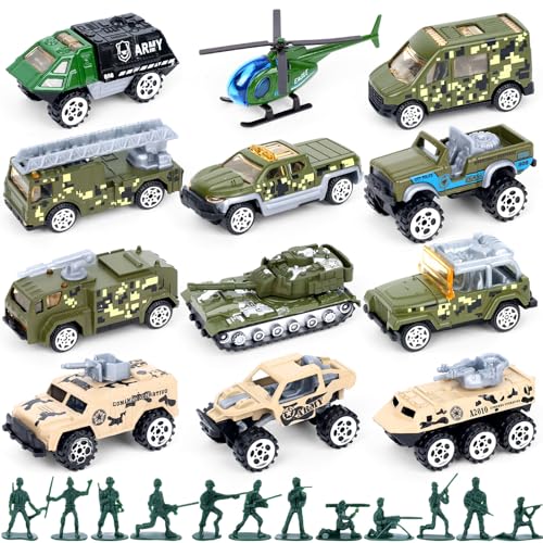 3 otters 62PCS Diecast Military Vehicles PlaysetsArmy Toy Vehicle Models Alloy Metal Vehicle with Army Men Truck Tank Helicopter Toys Military Combat Toys for Boy Girl Kid Birthday Gift Party Favor - Image 1