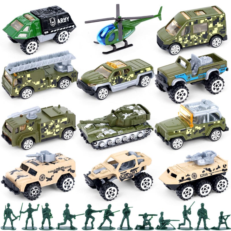 3 otters 62PCS Diecast Military Vehicles PlaysetsArmy Toy Vehicle Models Alloy Metal Vehicle with Army Men Truck Tank Helicopter Toys Military Combat Toys for Boy Girl Kid Birthday Gift Party Favor - Image 3