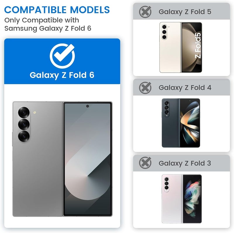 VEGO for Galaxy Z Fold 6 Case, Compatible with MagSafe, [Hinge Protection][Front Privacy Screen Protector] Magnetic Slim PU Leather Protective Cover for Samsung Z Fold 6 5G - Carbon Fiber Black - Image 2