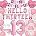 DUFACAI 13th Birthday Party Decorations Girls 13 Years Old Pink Balloons Sash Silver Tiara Crown Thirteen Happy Birthday Banner for 13th Teen Party Supplies Pink - Image 2