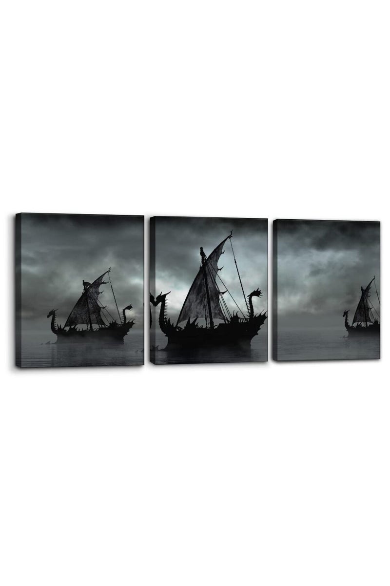 Pacimo Viking Ship Canvas Wall Art - Image 1