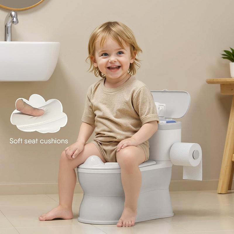 CheerTry 2-in-1 Toddler Potty Training Toilet - with Detachable Training Seat, Realistic Flushing Sound for Boys & Girls Ages 1-3 with Wipes Storage, Toilet Paper Holder - Image 3
