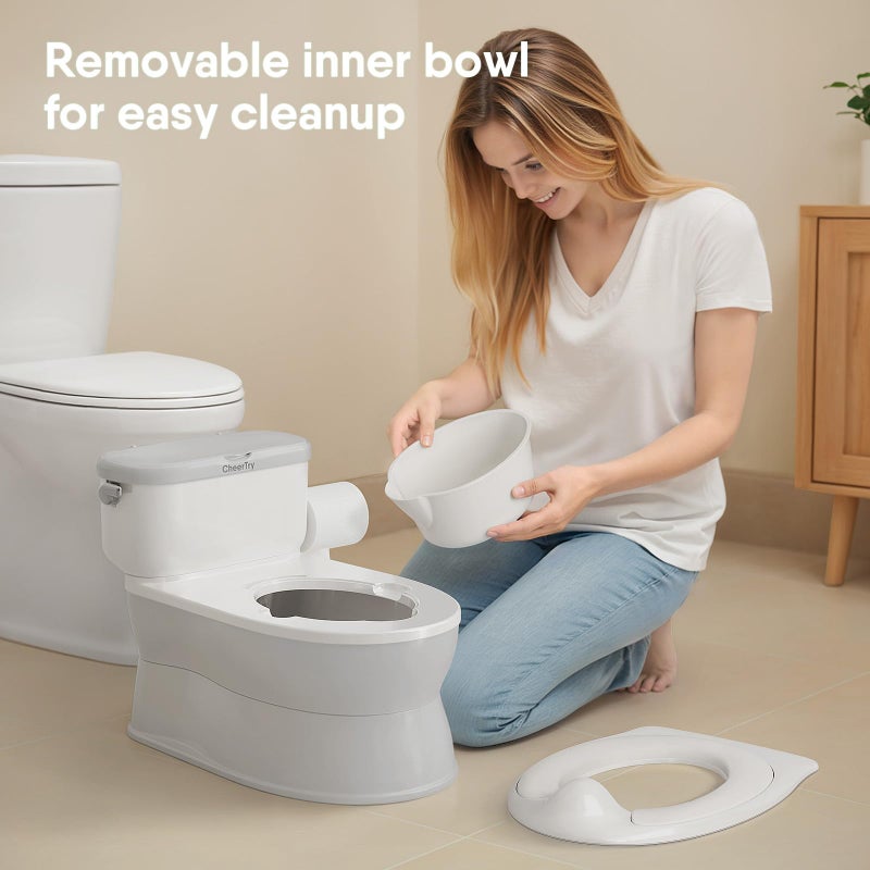 CheerTry 2-in-1 Toddler Potty Training Toilet - with Detachable Training Seat, Realistic Flushing Sound for Boys & Girls Ages 1-3 with Wipes Storage, Toilet Paper Holder - Image 5