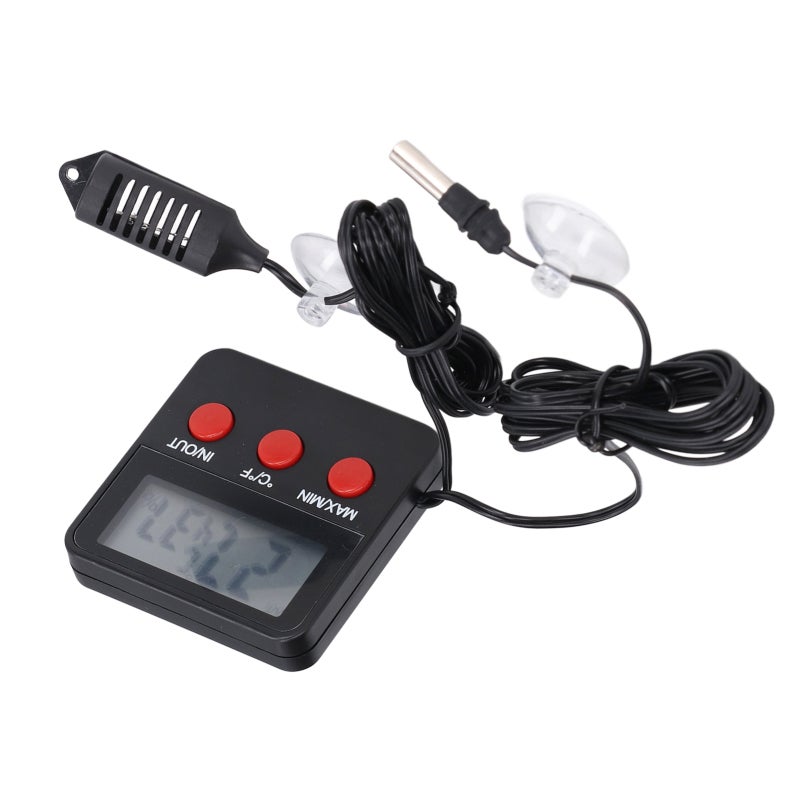 Temperature Humidity Monitor: Digital Screen Real-time Data - External Probe Enclosed Environment Measurement - High-accuracy Portable Device for Indoor Outdoor Environmental Testing - Image 1
